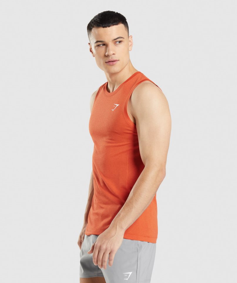 Men's Gymshark Vital Seamless Light Tanks Orange | NZ 1NYKJQ